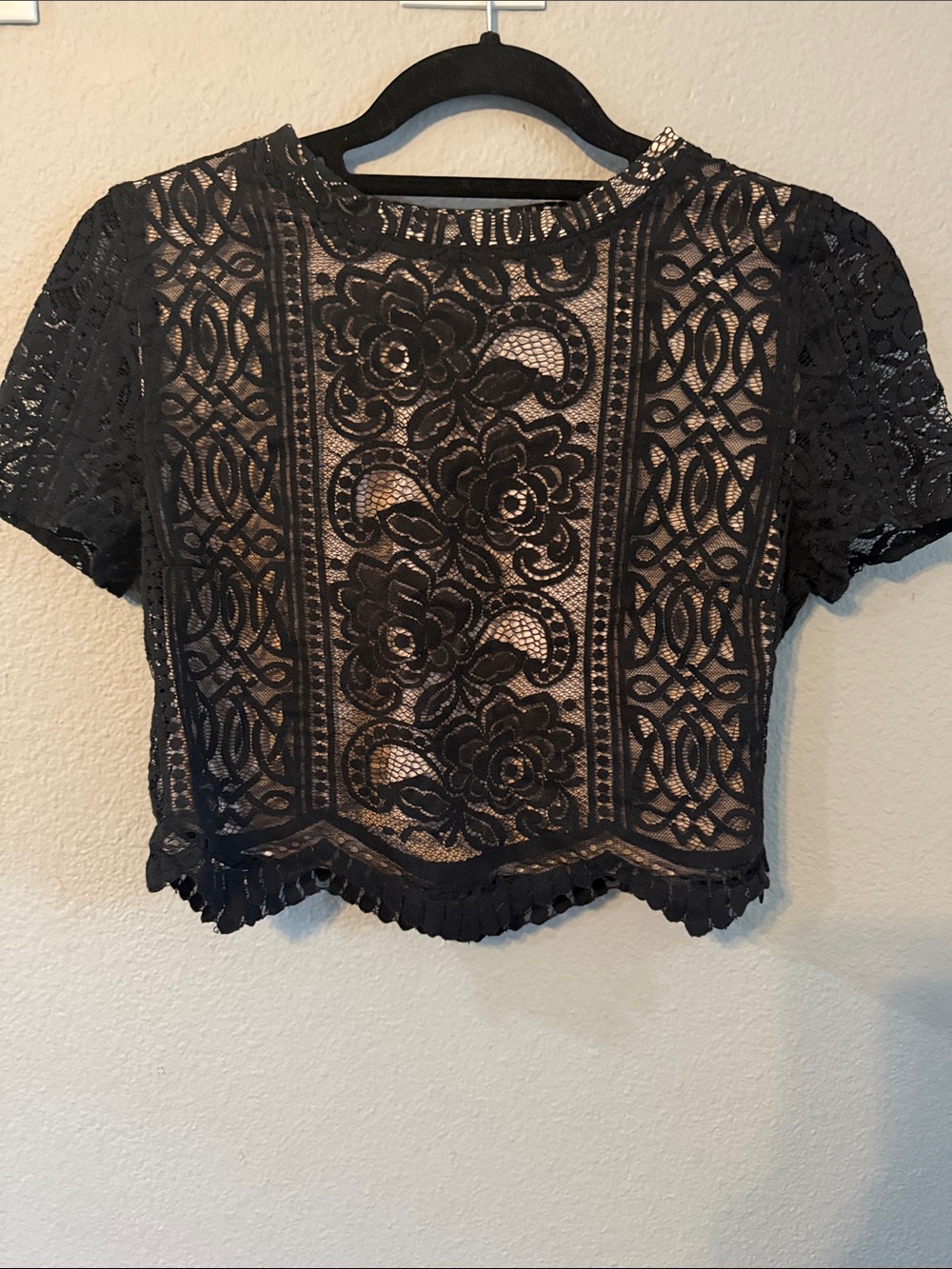 Love Fire Black Lace Crop Top M Juniors Romantic Goth Whimsigoth